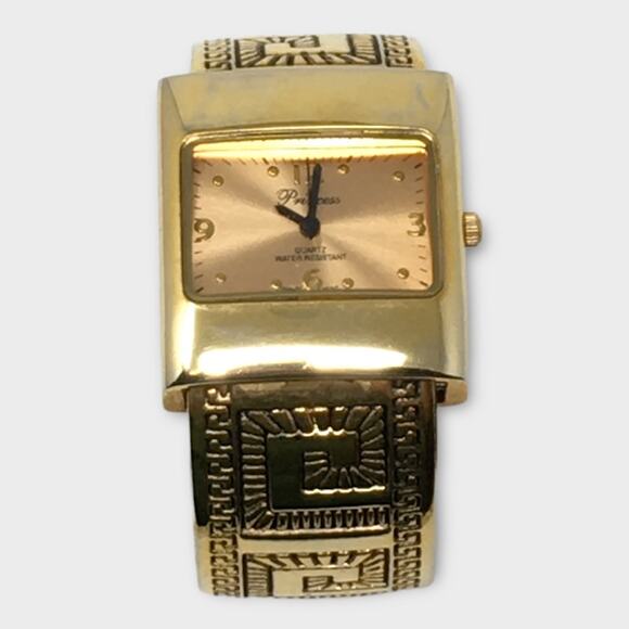 Princess Womens Gold Tone Watch Wristwatch Aztec Quartz Water Resistant 2085 - Picture 1 of 6